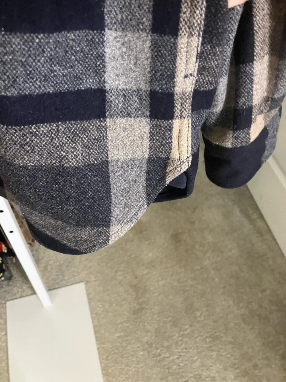 J. Crew Men's Navy and Gray Plaid Button-Up Shirt Jacket